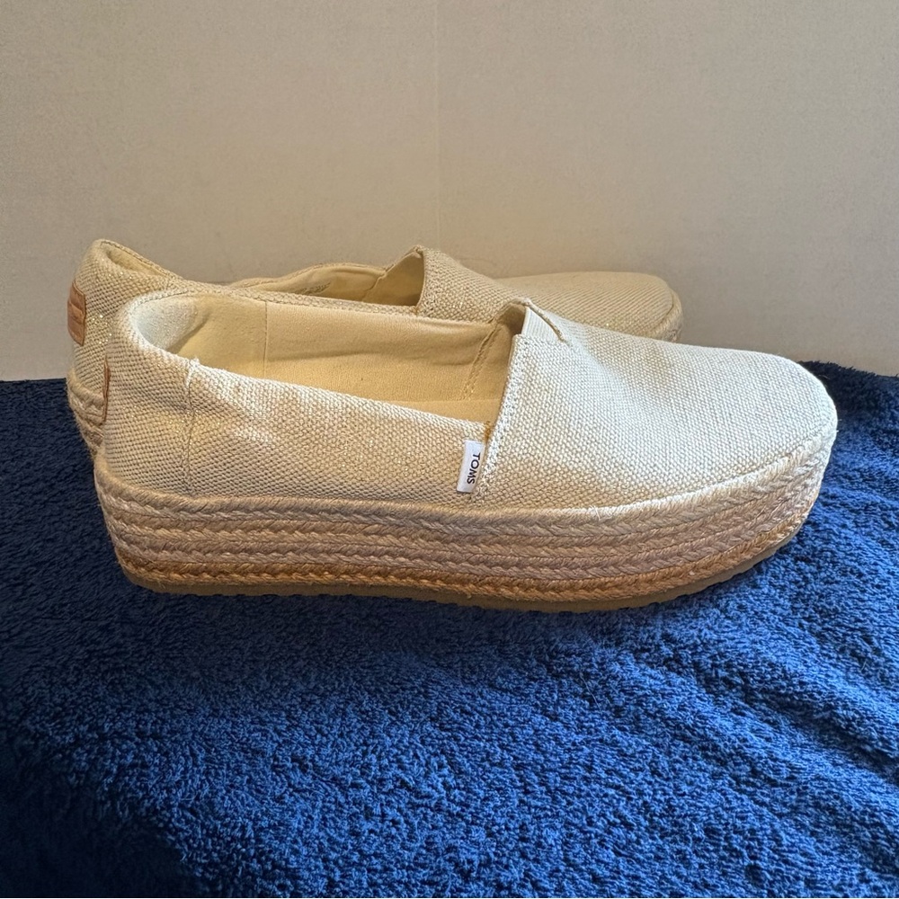 Toms Valencia Slip-On Canvas Platform Espadrilles Shoes Women’s 6 W Sustainable